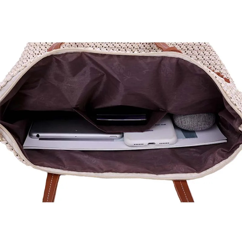 Femminile Delle Estate Nappa Bolsa Paglia Nuova Ss3233 Borsa Tessuto Del khaki deep light Donne Signora Modo Beige Spiaggia Spalla Popolare Brown Brown Grande Viaggio Di Sacchetto Della Ins 0vfqdvw