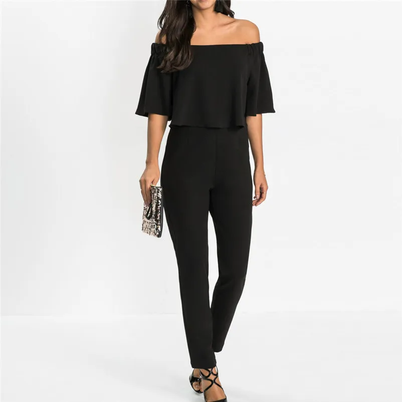 Fashion summer jumpsuit woman 2018 Off Shoulder Sleeveless Beach Jumpsuit Ladies Beach Romper Trouse pantaloni siamesi A23#N (15)