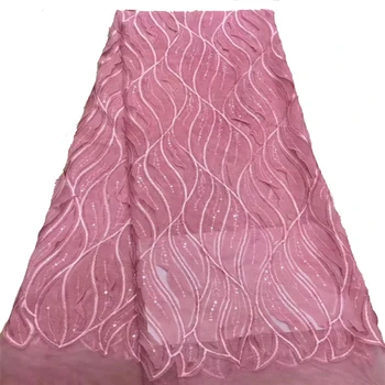 

Modish African lace fabric with sequins Good qualitry Fancy sequined Net Mesh lace fabric for pretty evening dress A611-1