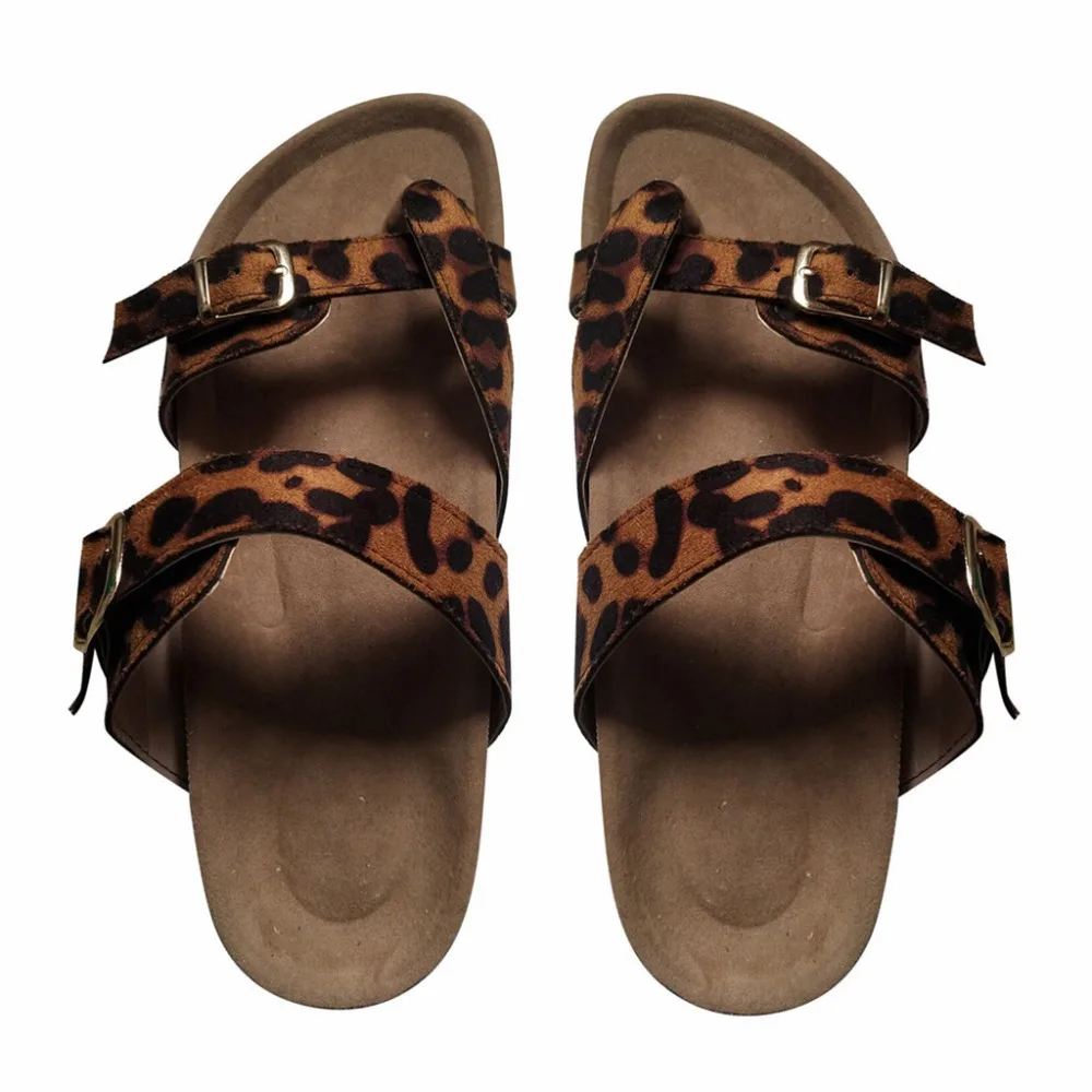 

YOUYEDIAN Women Shoes Leopard Slip On Casual Flats For Ladies Female Beach Sandals Summer Fashion Sandalia Plataforma Mujer 2019