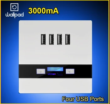 

Hot selling 110-250V White 4 Ports 5.0V USB Outlet Power Charger 3.0,4 USB Wall Socket 3000ma, 86 Standard Free Shipping