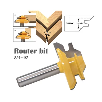 

CNBTR 45 Degree 1-1/2 Milling Cutter Glue Router Bit For Woodwork 8mm Shank