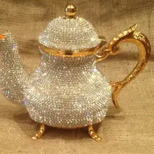 Swarovski Украшенные камни, медные Чайники заварочные высокого качества ручной работы роскошные золотые