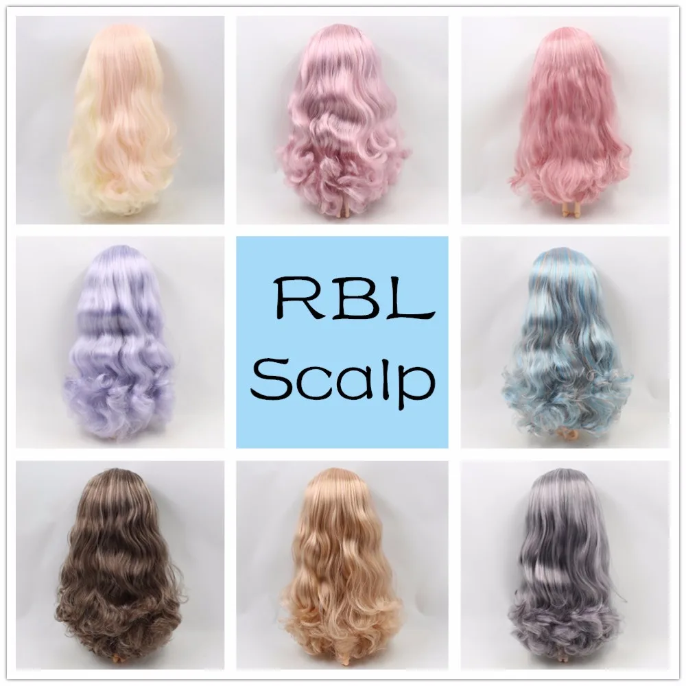

Blyth 1/6 Doll Wigs RBL Scalp Mix color curly hair series including the hard endoconch dome with bang/no bangs fringe