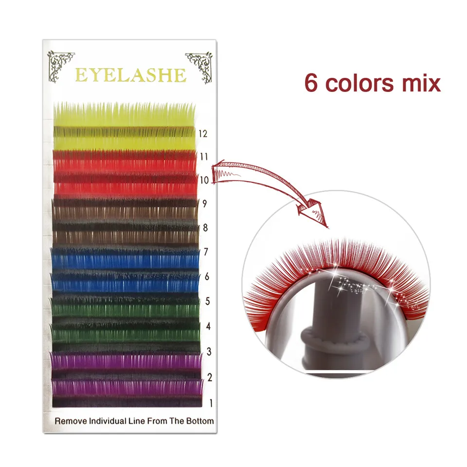 

Colorful Eyelashes 12 Lines/Tray Rainbow Eyelash Extensions Kit Colored Cilia Double Color Magnetic Eyelashes Two Tones BK1