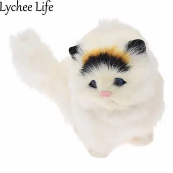 

Cat Miniature Figurine Electronic Plush Cats Model Modern Doll House Garden Home Room Table Mini Decoration Craft