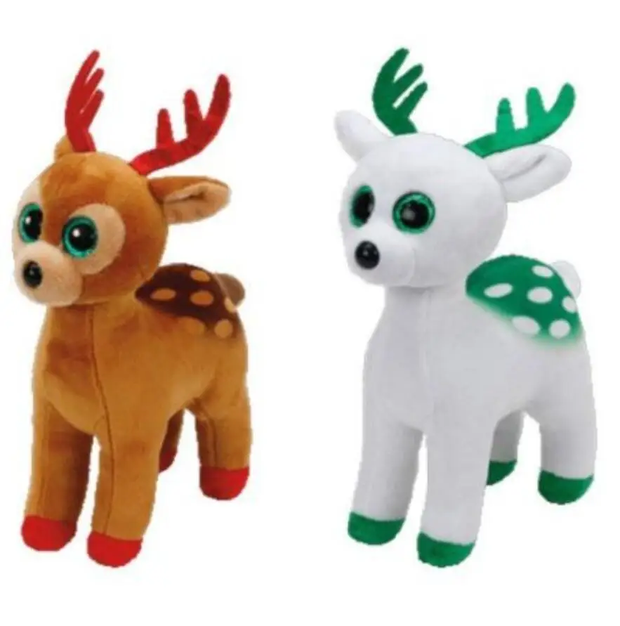 6" TY Beanie Boo's Beanie Babies Reindeer Peppermint & Tinsel Plush