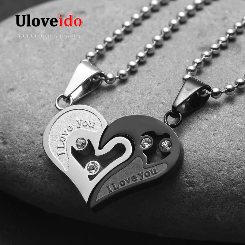 Ожерелье Uloveido для мужчин и женщин колье из нержавеющей стали с сердечками