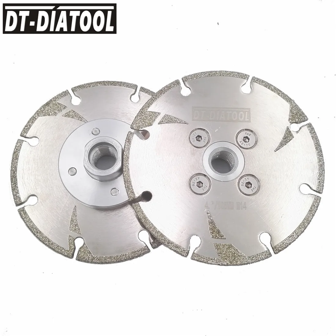 

DT-DIATOOL 2pcs 105mm Coated Diamond Saw Blade with M14 Thread 4 Inch cutting Disc for Marble tile travertine Grinding wheel