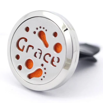 

30mm Stainless Steel Grace car aromatherapy aroma essential oil Diffuser Pendant Locket vent clip for car