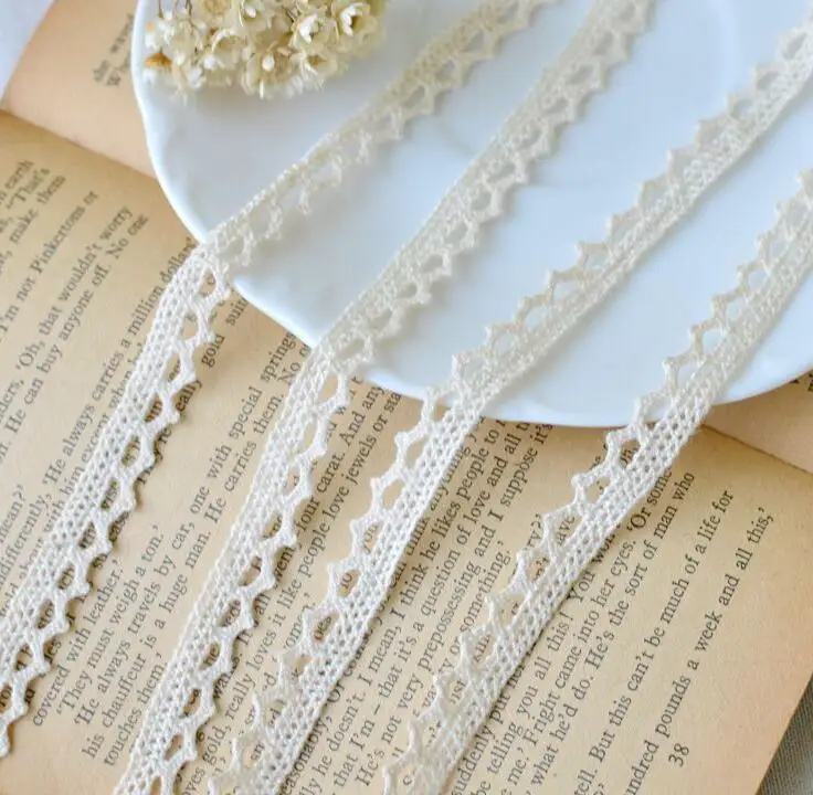 

10 Meters Beige Cotton DIY Garment Accessories Crocheted Lace Trim 1cm