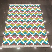 Else абстрактная акварель зеленый желтый фиолетовый Ogee геометрический 3d принт Противоскользящий задний моющийся декоративный килим области ковер