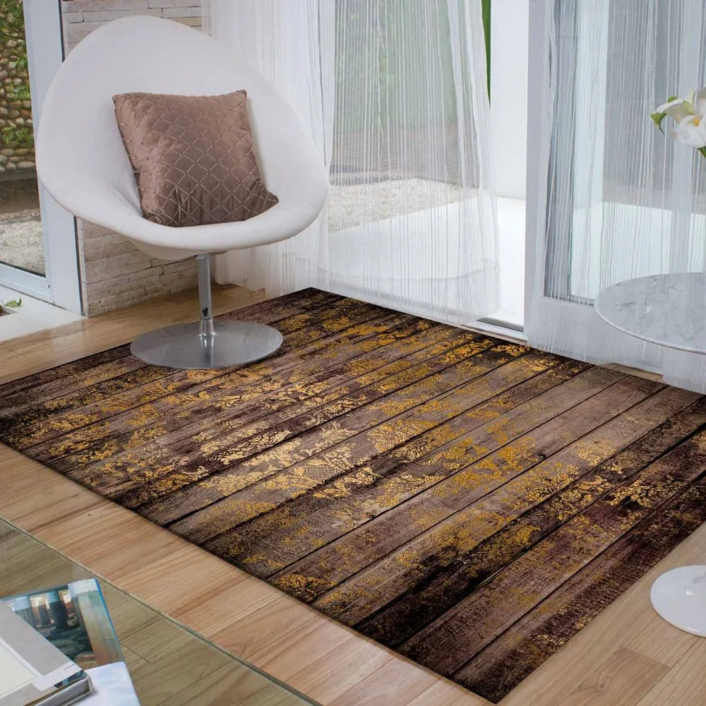 Else коричневый винтажный деревянный желтый этнический цветочный 3d принт Нескользящая микрофибра для гостиной декоративный современный моющийся коврик