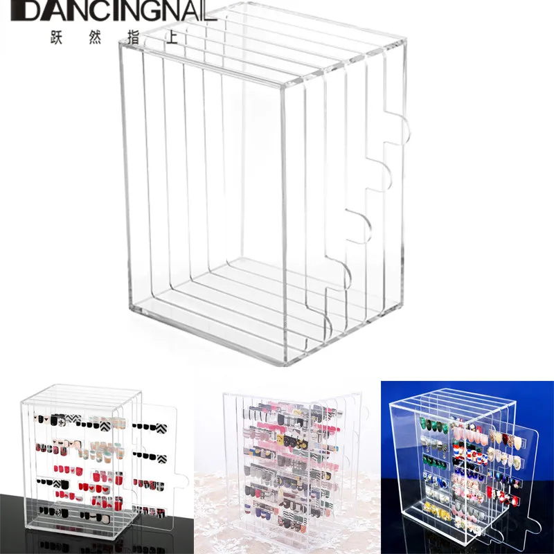 

5Grid Acrylic Nail Art Tips Display Stand Rack Dust-proof Show Panel Nail Color Board Desktop Storage Holder Salon Manicure Tool