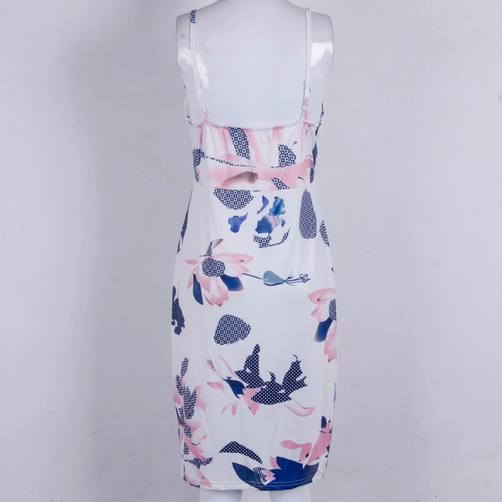 Женское облегающее платье Qipao модное Платье До Колена без рукавов с цветочным