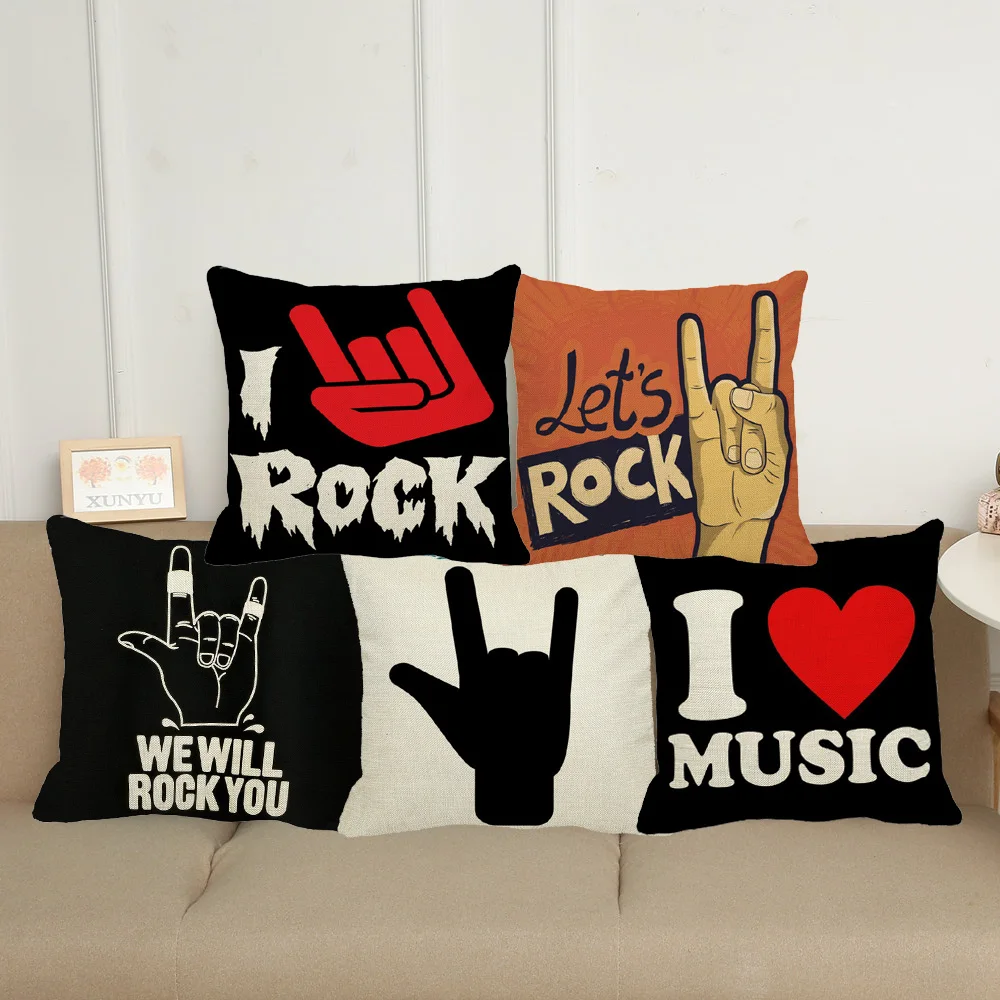 XUNYU I love Rock Music льняная декоративная наволочка для дивана поясная XL042|cushion cover|decorative