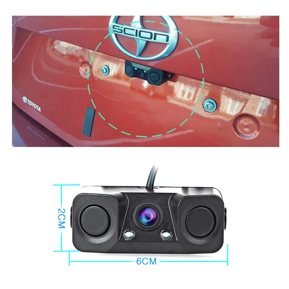 ONKAR 2019 3 в 1 Автомобильная камера заднего хода Автомобильный датчик парковки 170 HD видео с 2 датчиками s индикатор зуммера сигнализации