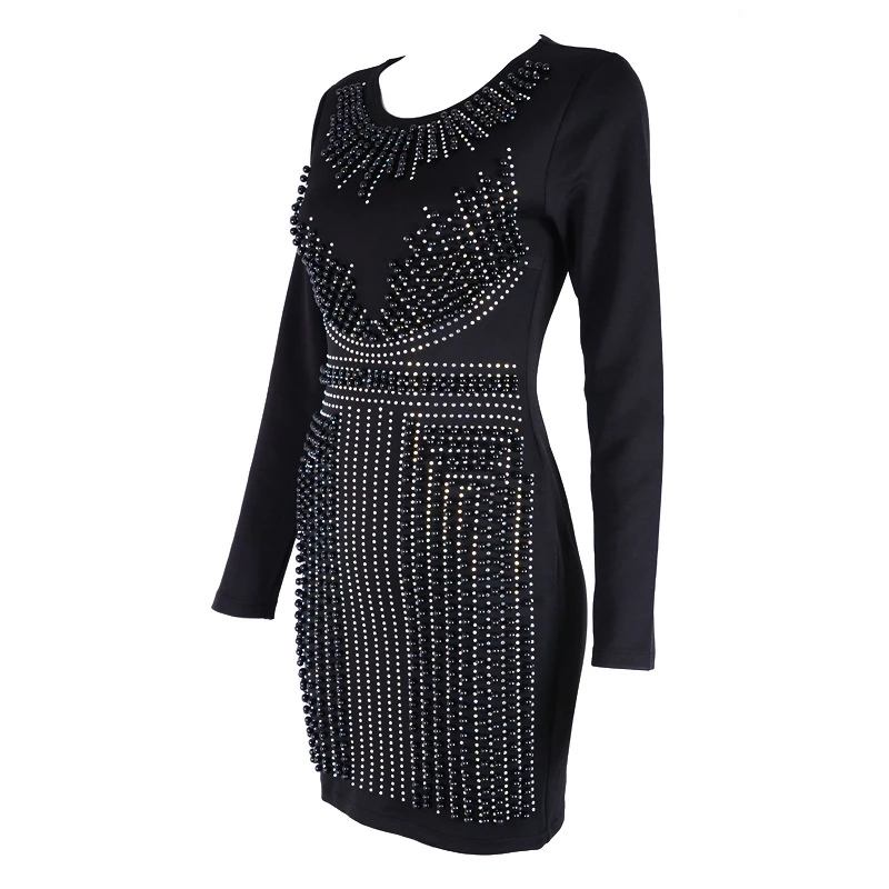 Herve Leger Babe мини Для женщин Vestido Роскошный Черный Кристалл Бисер платье Бандажное
