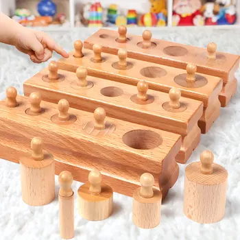 

Baby toy montessori materials cylinder blocks set montessori wooden toys sensorial material for babies educational toys