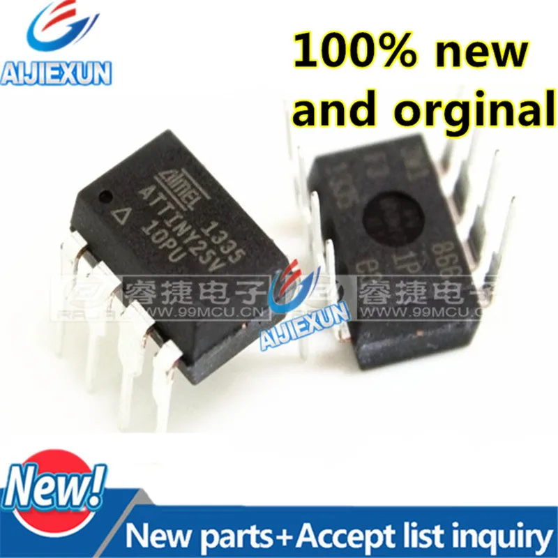 10Pcs 100% New and original ATTINY25V 10PU ATTINY25V attiny25 8 bit ...