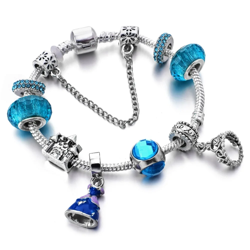 Прямая поставка, серия Золушки, платье принцессы, подвеска, Женские Подвески, браслет с медведем, сжатые бусы, брендовый браслет для женщин