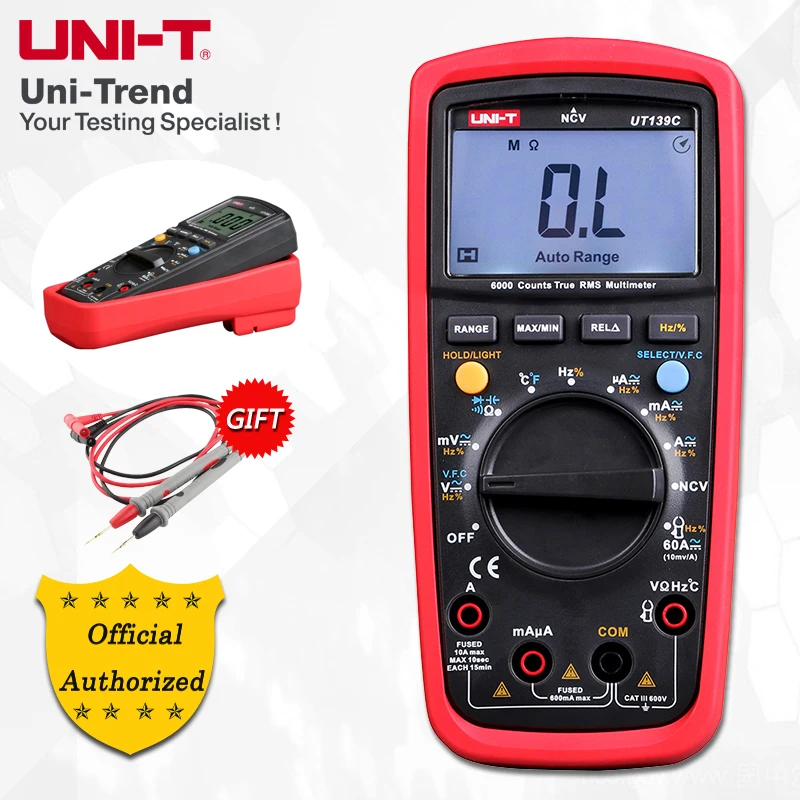 UNI-T UT139A/UT139B/UT139C True RMS dijital multimetre;  direnç/kapasitans/frekans/sıcaklık/V.F.C/NCV testi - AliExpress