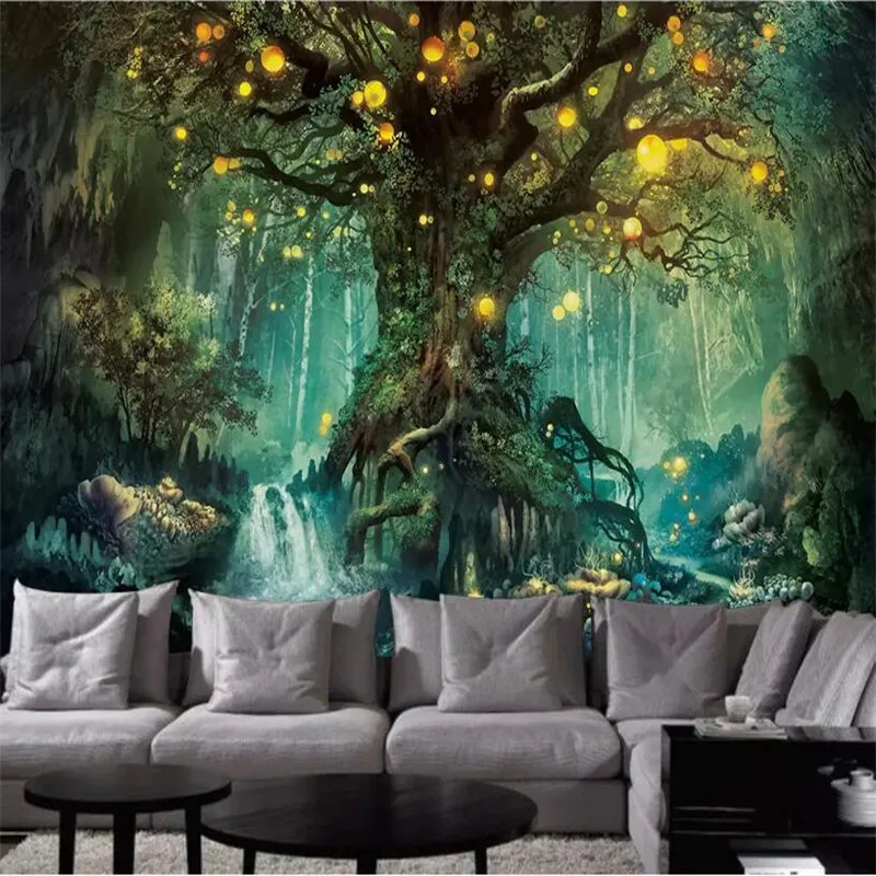 Fantasy forest wishing tree living room TV background wall professional production mural wholesale wallpaper custom photo wall Fantasy forest wishing tree living room TV background wall professional production mural wholesale wallpaper custom photo wall