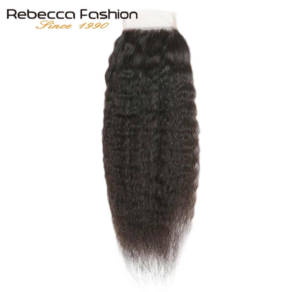 Rebecca-Kinky-Straight-Hair-With-Closure-3-4-Bundles-With-Closure-Non-Remy-