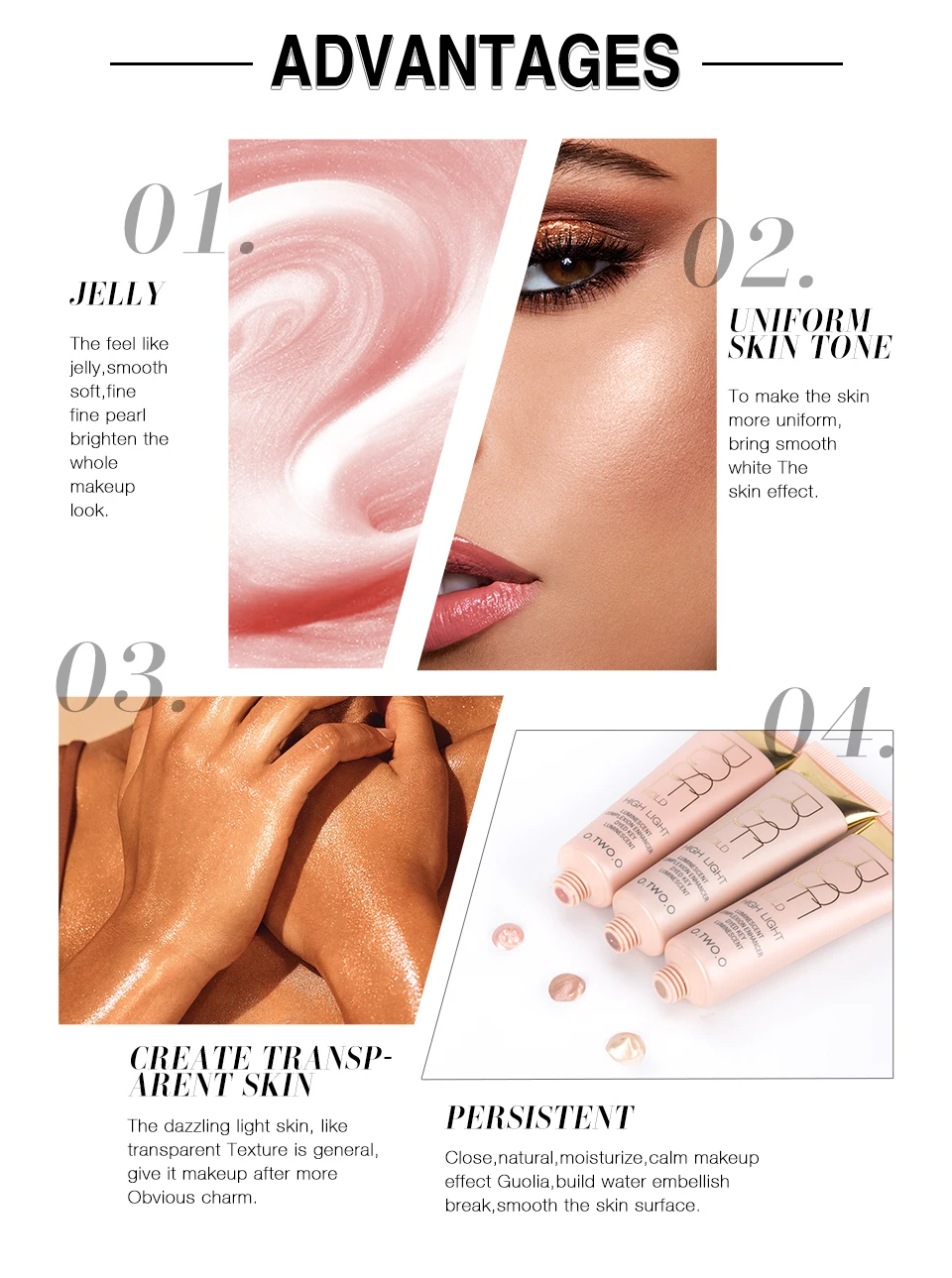 Camada de Base de Primer Destaque para Dropshipping Lote Brilho Iluminador Creme 25ml Corretivo Contorno 2 Pçs - 2 2 pçs lote Brilho Iluminador Creme 25ml