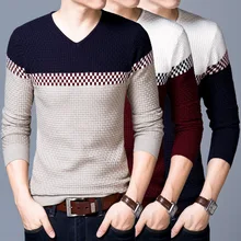 Мужской свитер и свитер с длинными рукавами с длинным рукавом, тонкий свободный мужской свитер с v-образным вырезом