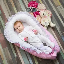 Кокон гнездышко для новорожденных со съемным чехлом детское гнездо для девочки розовый звезды
