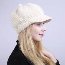 Модная женская однотонная зимняя теплая вязаная шапка, рождественский подарок