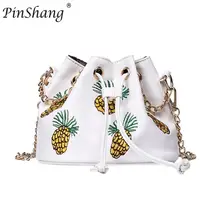 

PinShang Women Fashion Shoulder Bag PU Leather Ethnic Pineapple Embroidery Buckle Bag Trendy Luxury Female Handbag NEW ZK30