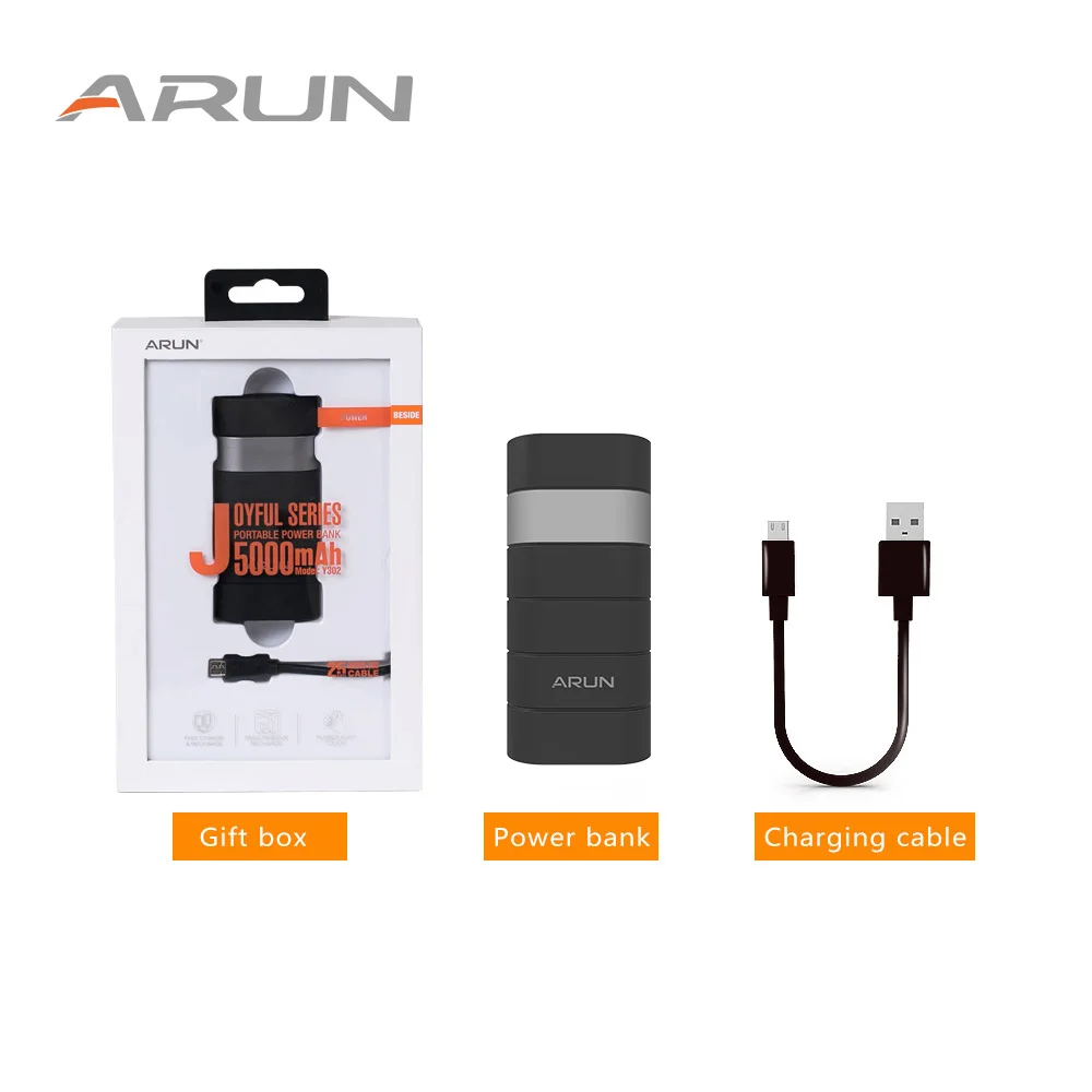 ARUN 5000 мАч Внешний аккумулятор внешний 1 USB портативное зарядное устройство для