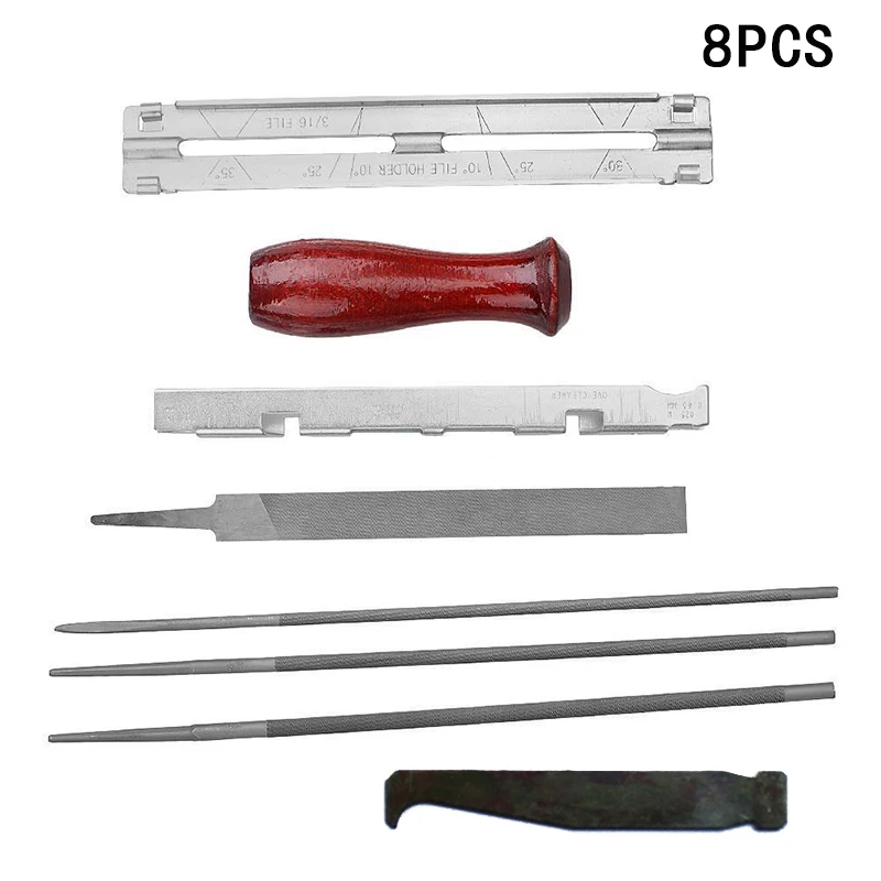 

8pcs Chain Saw Sharpening File Guide Kit with Storage Bag for Chainsaw hardwood handle flat fine tooth file archive guide depth