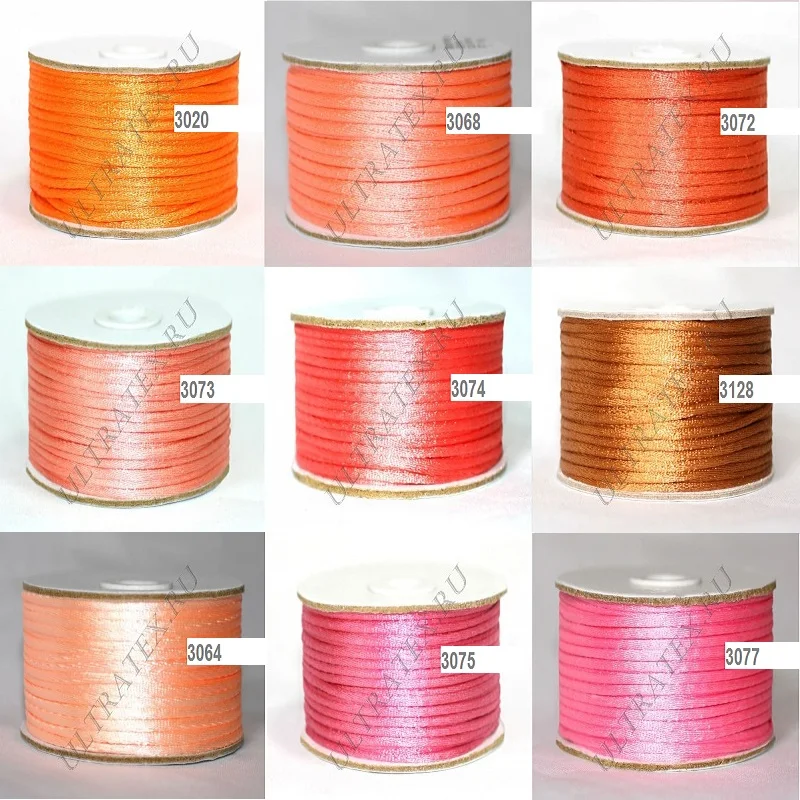 

2mm Satin rope satin cord 50 m. Knot Cord Satin Braided Jewelry Findings Beading Rope red, yellow, orange, pinlColors choice