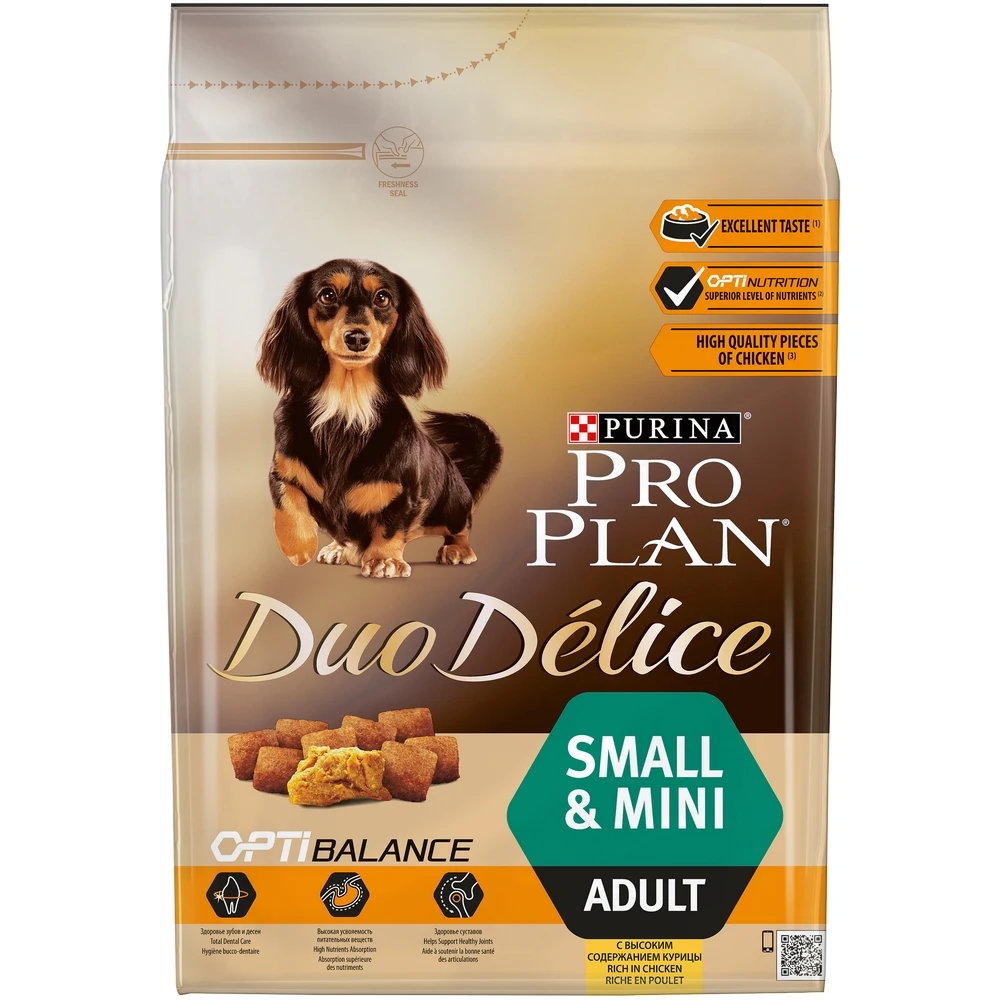 Pro Plan Duo Delice Small& Mini для взрослых собак мелких и карликовых пород, Курица, 2,5 кг