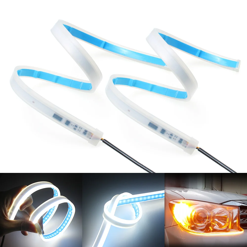 

Waterproof Daytime Running Lights Car LED DRL White Red Ice-blue Daylight Sequential Flow Amber Yellow Turn Signal