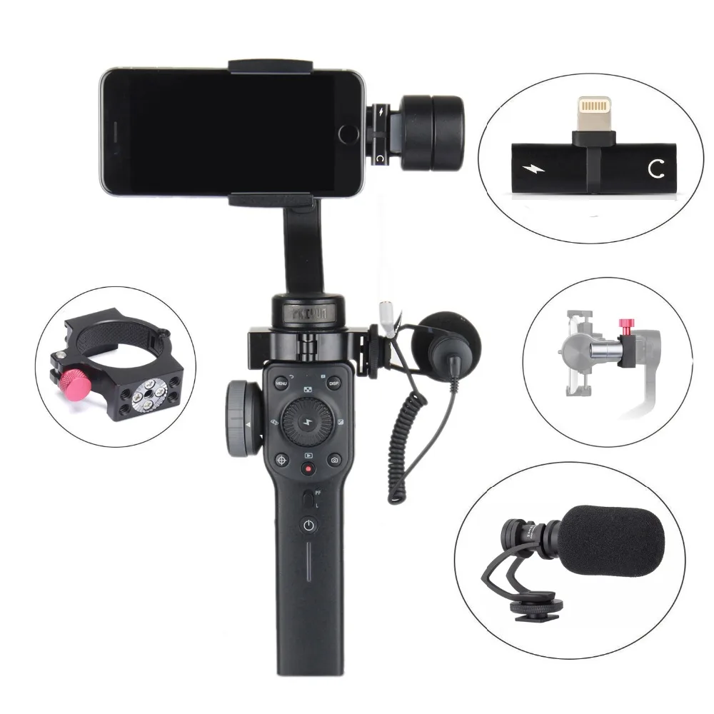 Zhiyun Smooth 4 аксессуары адаптер для холодного башмака кольцо микрофон 100 г противовес и 2 в 1 адаптер для iPhone