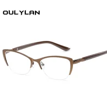 Oulylan очки для чтения женские металлические оптические зеркальные очки Анти-усталость женские очки кошачий глаз для пожилых людей Выделенные+ 1. 0.+ 4,0