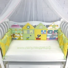 Бортики в кроватку для новорожденного в детскую кроватку бортики домики бортики подушки желтый