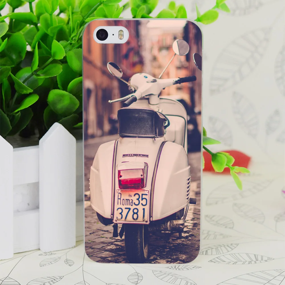 C0956 Piaggio Vespa скутер дорожный Прозрачный Жесткий Тонкий чехол для Apple IPhone 4 4S 4G 5 5G 5S SE