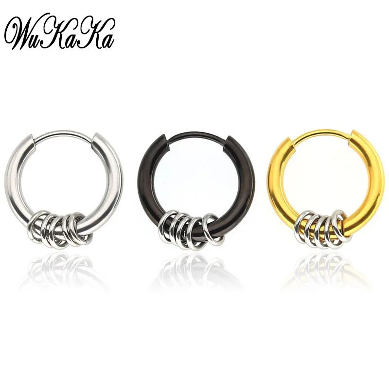 

Wukaka Fashion Small Circle Earring For Men Boy 316 Titanium Steel Round 2019 Men Jewelry