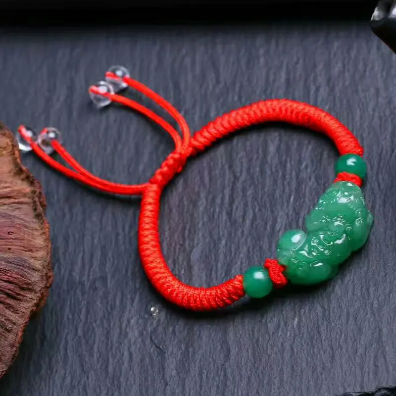 

Lucky Pixiu Handmade Red thread Bracelet Natural Stone Beads Bracelet For Women Jewelry J2402