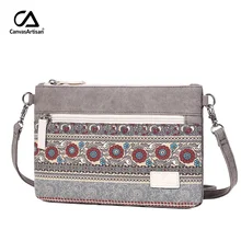 Canvasartisan Women Shoulder Bag Canvas Retro Style Handbags Female Floral Small Messenger Bag Casual Crossbody Bags women messenger bags flap bag lady canvas cartoon owl printed crossbody shoulder bags small female handbags