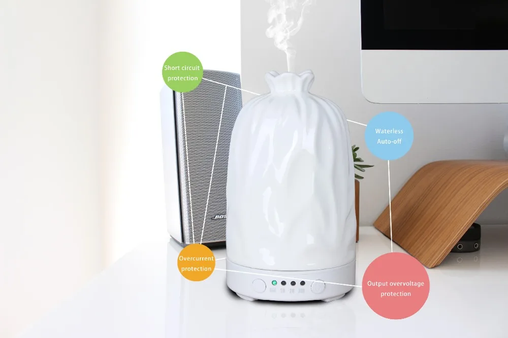 

100 ml Hand Crafted Ceramic Ultrasonic Air Humidifier Portable Mini Aroma Essential Oil Diffuser for Car Room Home Office