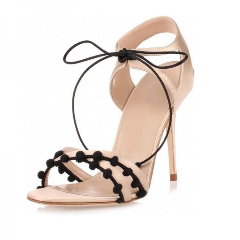 

Women High Heels Sandals Gladiator Women Khaki Suede Lace Up Stiletto Heels Sandals Dress Shoes 2019 Summer New Look