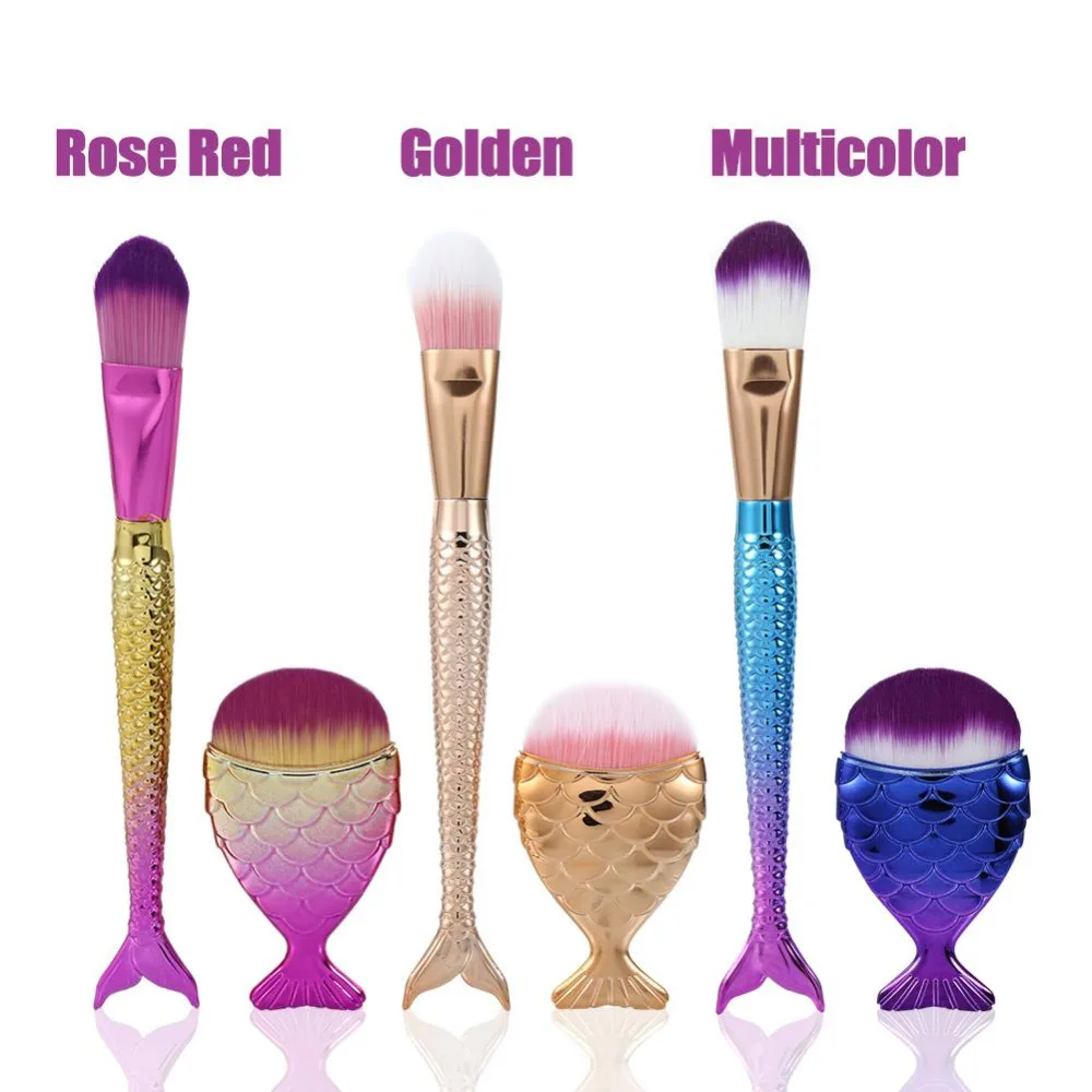 

GUJHUI 2Pcs Fish Makeup Brushes Set Cosmetic Blush Fat Fish Brush with Powder Foundation Eyeshadow Slim Fish Tail Make Up Brush