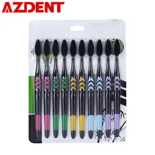 10 шт./лот зубная щетка с бамбуковым углем двойная ультра мягкая зубная щетка es черные головки уход за полостью рта мягкая щетина нано зубная щетка