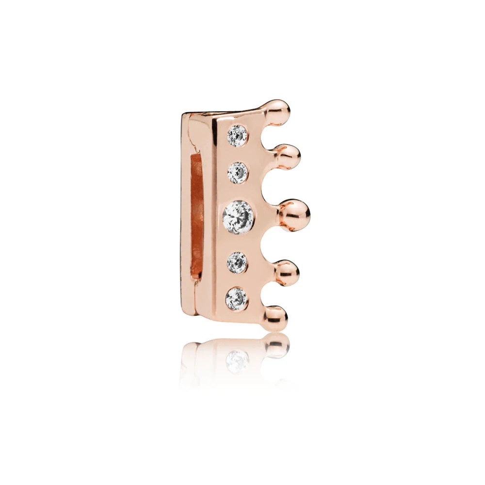 

2018 Autumn New Pan Original 925 Sterling Silver Charm Rose Gold Reflexions Crown Clip Charm Bracelet Women Jewelry 787599CZ